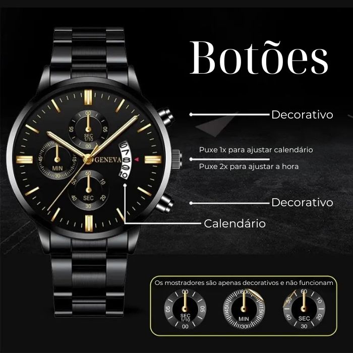 Relógio Genova Luxury Montre para Homens Exigentes
