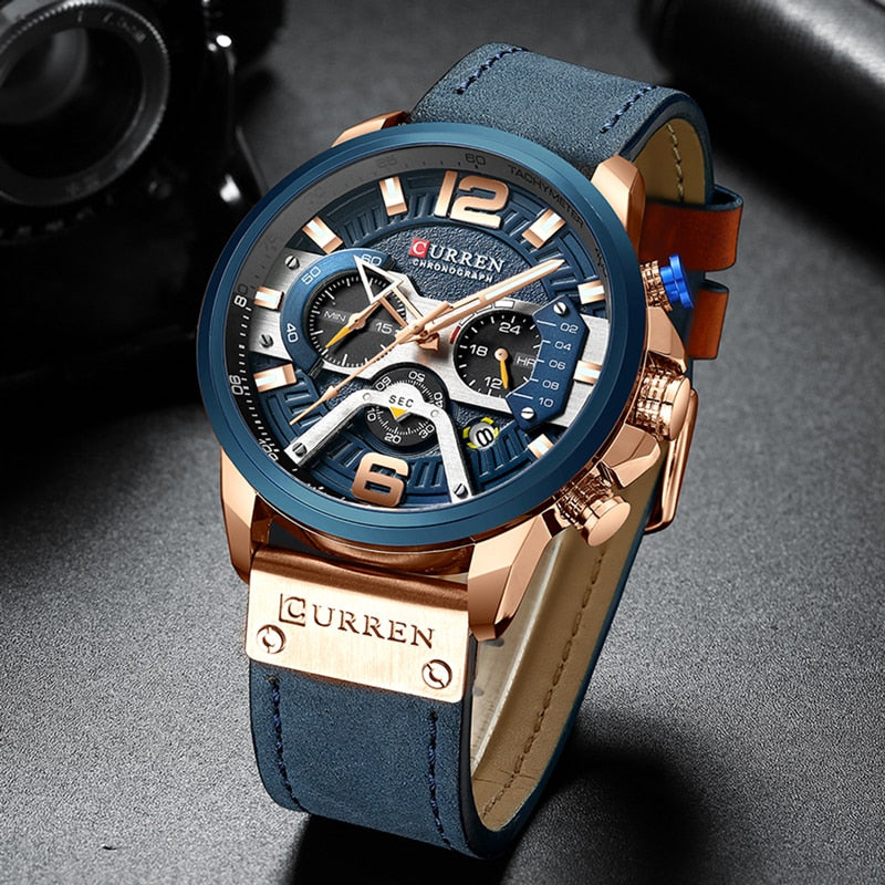 Relógio Masculino Chrono Edition Pulseira Couro Legítimo Linha Luxo